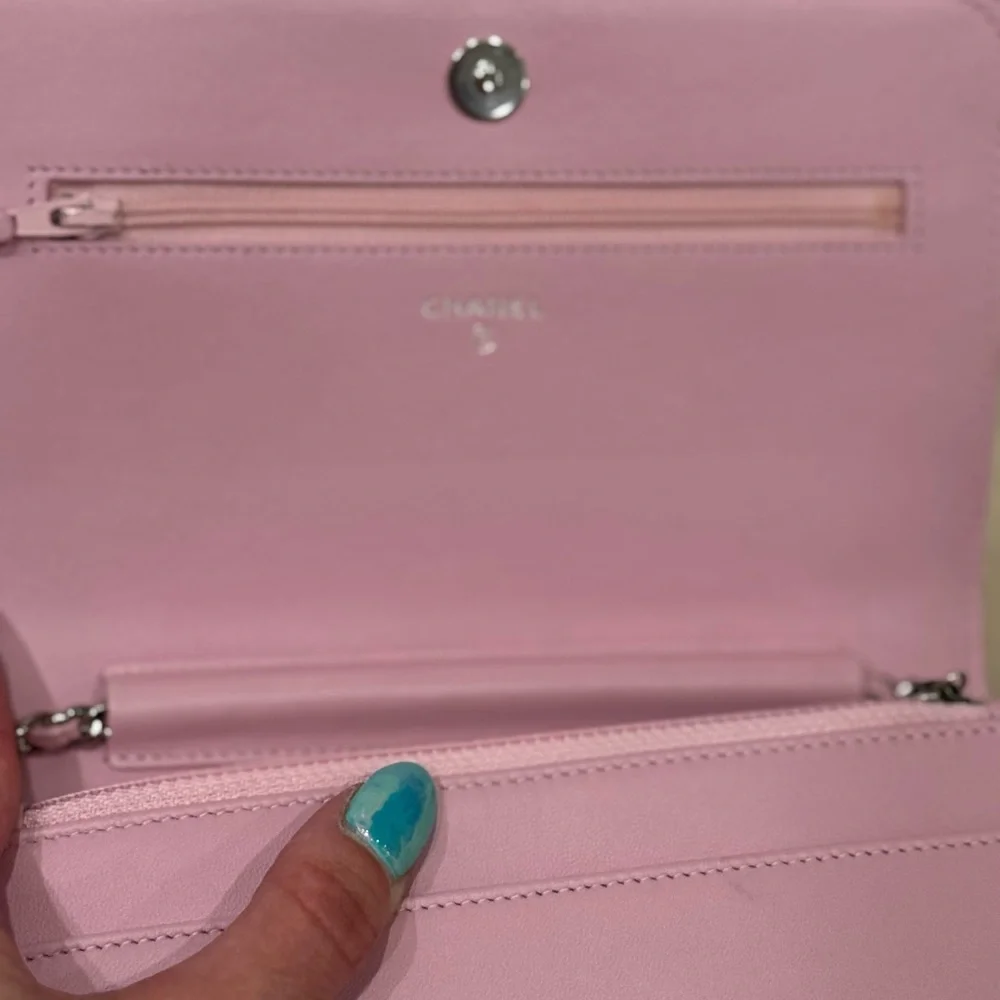 CHANEL Pink Crystal Boy WOC Lambskin Leather CC Crossbody Bag A80287 EUC COA LTD - Picture 15 of 16